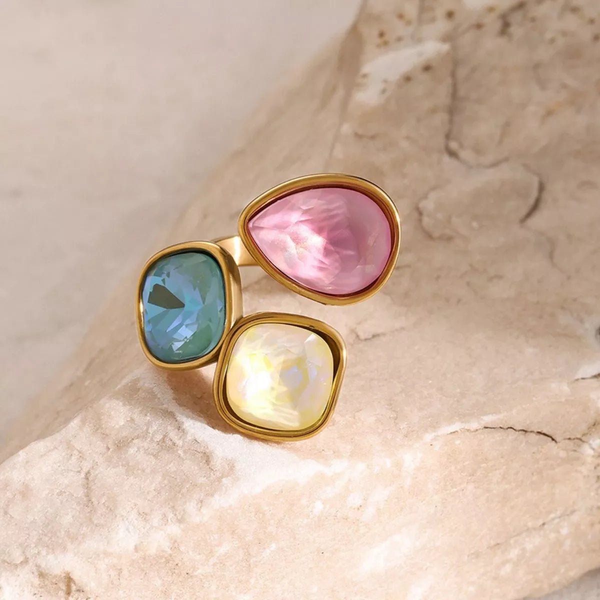 Triple Rhinestone Bypass Ring - MYSTIQOR