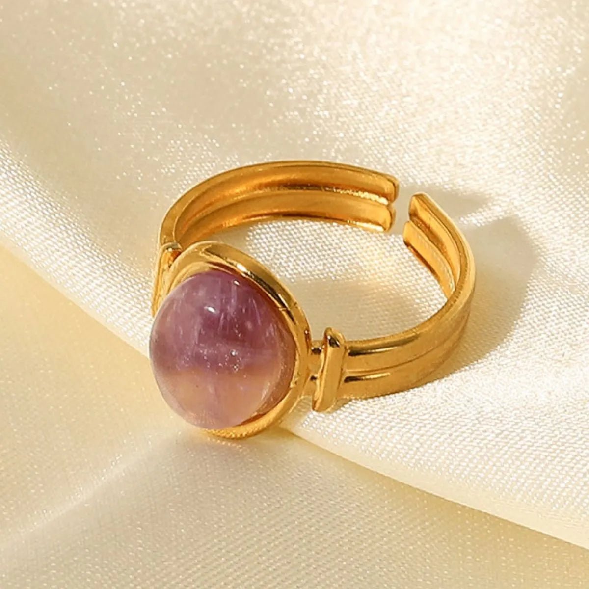 Vintage Natural Stone Gold Plated Adjustable Ring - MYSTIQOR