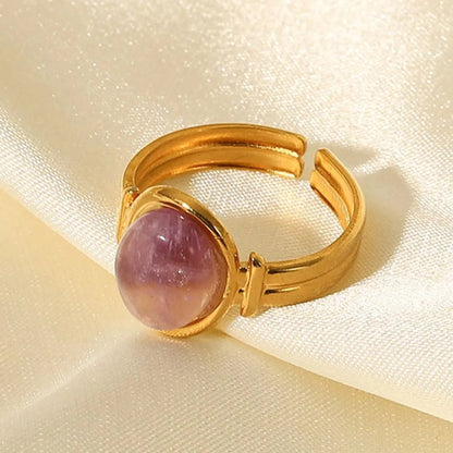 Vintage Natural Stone Gold Plated Adjustable Ring - MYSTIQOR