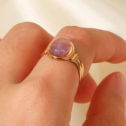 Vintage Natural Stone Gold Plated Adjustable Ring - MYSTIQOR