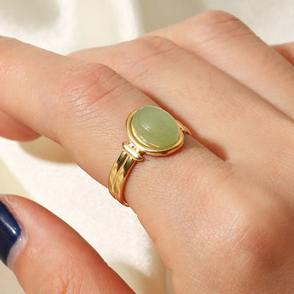 Vintage Natural Stone Gold Plated Adjustable Ring - MYSTIQOR