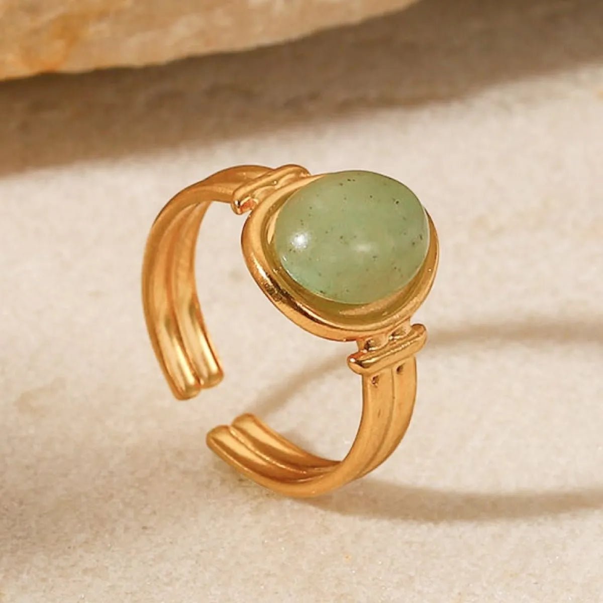 Vintage Natural Stone Gold Plated Adjustable Ring - MYSTIQOR