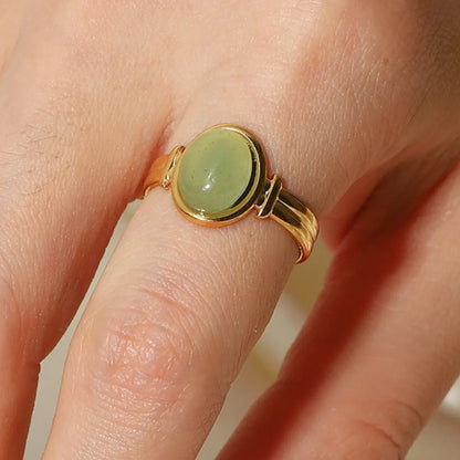 Vintage Natural Stone Gold Plated Adjustable Ring - MYSTIQOR