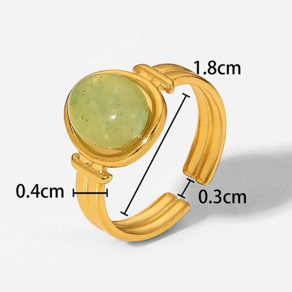 Vintage Natural Stone Gold Plated Adjustable Ring - MYSTIQOR